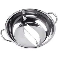 [아마존베스트]Cabilock Stainless steel shabby hot with divider Yuanyang hot pot yin yang hot pot (without cover).