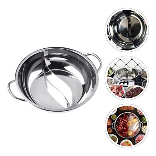  [아마존베스트]Cabilock Stainless steel shabby hot with divider Yuanyang hot pot yin yang hot pot (without cover).