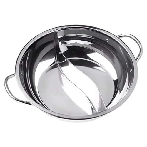  [아마존베스트]Cabilock Stainless steel shabby hot with divider Yuanyang hot pot yin yang hot pot (without cover).