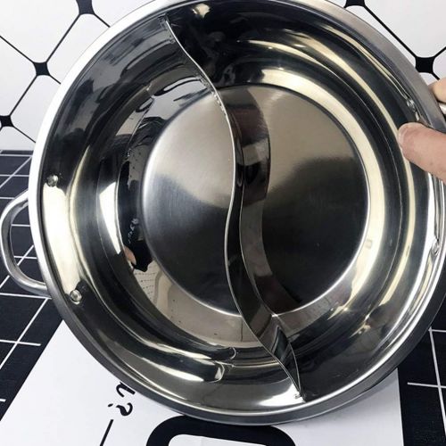  [아마존베스트]Cabilock Stainless steel shabby hot with divider Yuanyang hot pot yin yang hot pot (without cover).