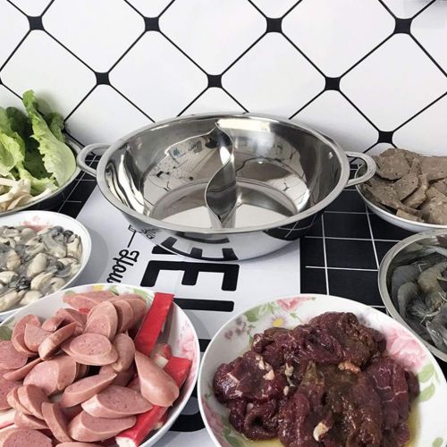  [아마존베스트]Cabilock Stainless steel shabby hot with divider Yuanyang hot pot yin yang hot pot (without cover).