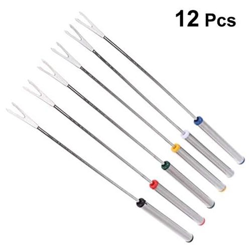  [아마존베스트]Cabilock Pack of 12 Stainless Steel Fondue Forks Dessert Server Skewer Forks for Cheese Meat Chocolate Dessert 24 cm