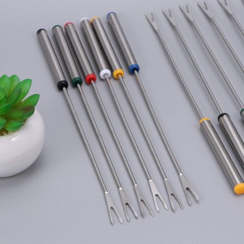  [아마존베스트]Cabilock Pack of 12 Stainless Steel Fondue Forks Dessert Server Skewer Forks for Cheese Meat Chocolate Dessert 24 cm