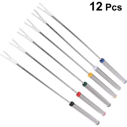  [아마존베스트]Cabilock Pack of 12 Stainless Steel Fondue Forks Dessert Server Skewer Forks for Cheese Meat Chocolate Dessert 24 cm