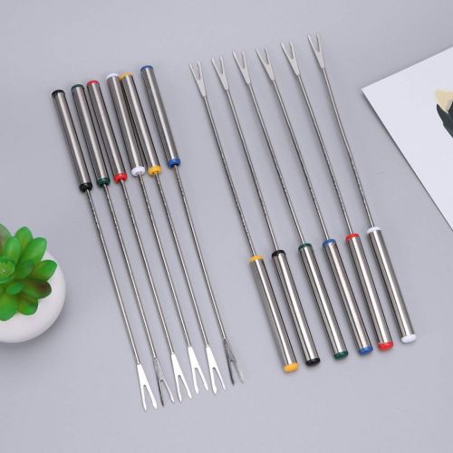  [아마존베스트]Cabilock Pack of 12 Stainless Steel Fondue Forks Dessert Server Skewer Forks for Cheese Meat Chocolate Dessert 24 cm