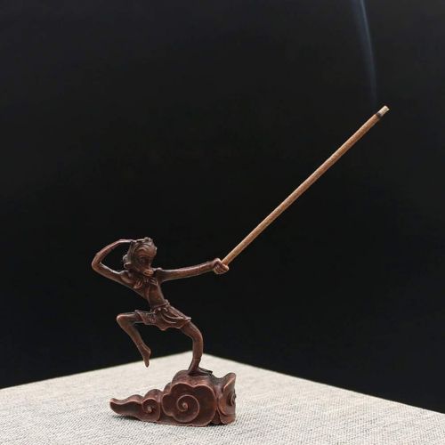  인센스스틱 Cabilock Monkey King Incense Burner Copper Alloy Retro Chinese Wukong Incense Stick Holder Aroma Therapy Burner Ornament Monkey King Model Craft for Home Office