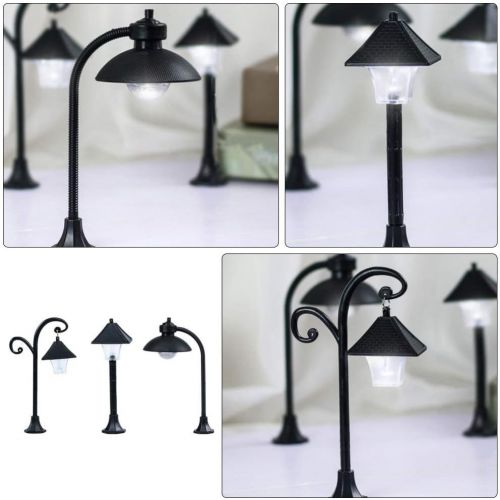  Cabilock 3pcs Mini Street Lamps Dollhouse Miniature Street Lights Model Railway Train Lamp Post Street for Miniature Scenes Fairy Garden Craft Decoration