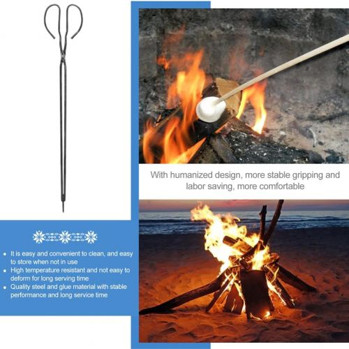  Cabilock Stainless Steel Barbecue Charcoal Tongs: Charcoal Cherry Picker Tool Wood Burning Stove Ash Rake Fire Pit Tongs Grill Poker Cleaning Tools