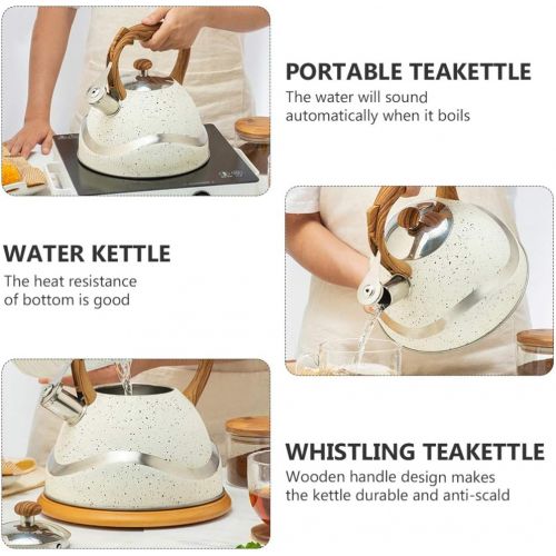  Cabilock 3. 5L Stainless Steel Whistling Tea Kettle Whistling Teakettle with Wood Handle Stove Top Boiling Teapot for Kitchen