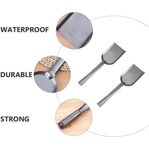  Cabilock 2Pcs Long Ash Shovel Handheld BBQ Charcoal Ash Poker Scoop Oven Ash Shovel Mini Dust Pan for Wood Stoves Campire Fireplace