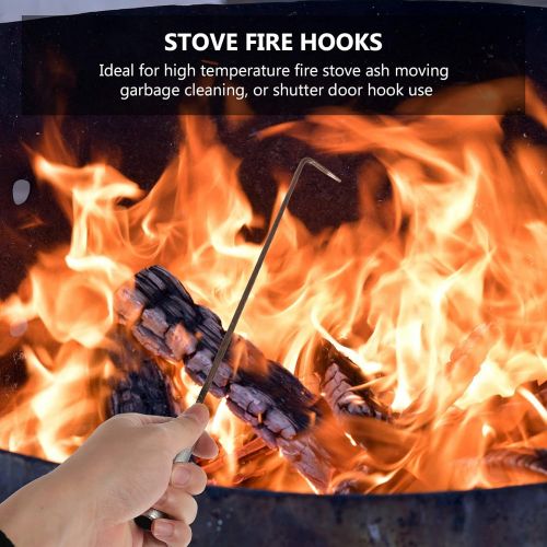  Cabilock 4pcs Fire Pit Stoker Poker Long Stainless Steel Fireplace Stoker Heavy Duty Metal Camping Tool Lid Cover Lifter for Wood Stove Indoor Fireplace Accessory 45cm