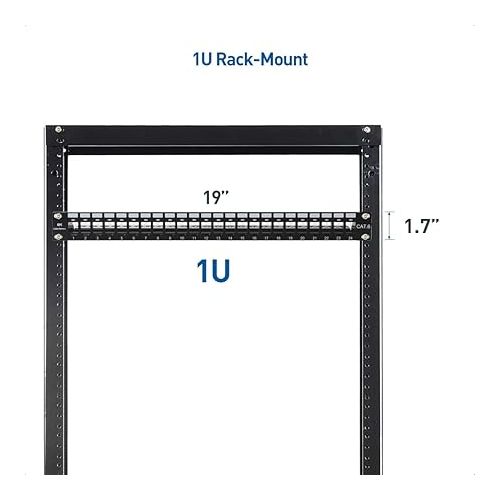  Cable Matters Rackmount or Wall Mount 1U 24 Port Keystone Patch Panel with Cable Management and Support Bar (19-inch Blank Patch Panel for Keystone Jacks/Keystone Panel)