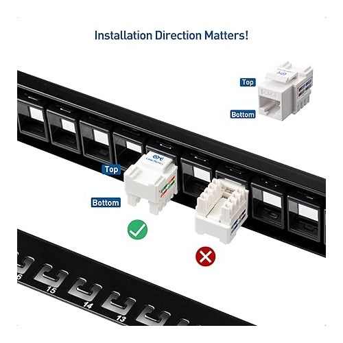  Cable Matters Rackmount or Wall Mount 1U 24 Port Keystone Patch Panel with Cable Management and Support Bar (19-inch Blank Patch Panel for Keystone Jacks/Keystone Panel)