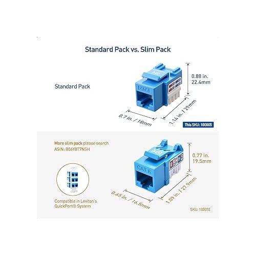  Cable Matters UL Listed 50-Pack RJ45 Keystone Jack, Cat6 Keystone Jacks in Blue and Keystone Punch-Down Stand