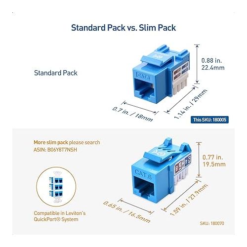  Cable Matters UL Listed 50-Pack RJ45 Keystone Jack, Cat6 Keystone Jacks in Blue and Keystone Punch-Down Stand