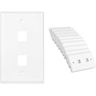 Cable Matters 10-Pack Low Profile 2-Port Keystone Jack Wall Plate, RJ45 Wall Plate for Keystone Jacks in White