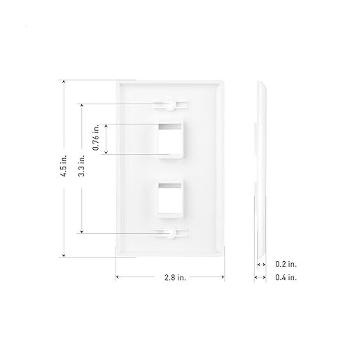  Cable Matters 10-Pack Low Profile 2-Port Keystone Jack Wall Plate, RJ45 Wall Plate for Keystone Jacks in White