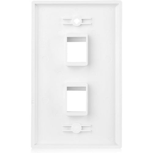  Cable Matters 10-Pack Low Profile 2-Port Keystone Jack Wall Plate, RJ45 Wall Plate for Keystone Jacks in White