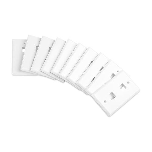  Cable Matters 10-Pack Low Profile 2-Port Keystone Jack Wall Plate, RJ45 Wall Plate for Keystone Jacks in White