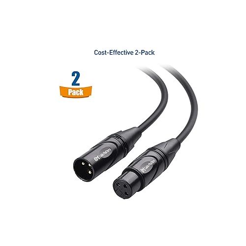  Cable Matters 2-Pack Premium XLR to XLR Cables, XLR Microphone Cable 6 Feet, Oxygen-Free Copper (OFC) XLR Male to Female Cord, Mic Cord, XLR Speaker Cables, Black