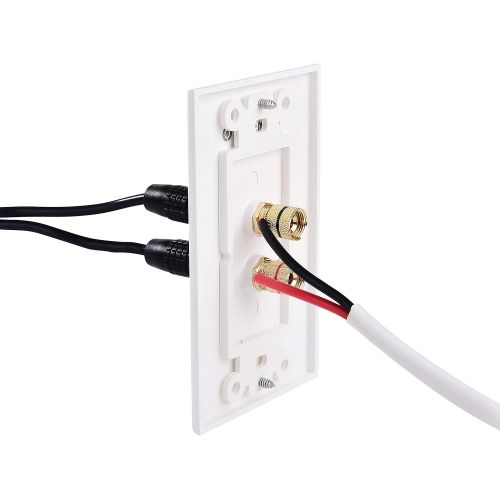  [아마존베스트]Cable Matters 2-Pack Speaker Wire Wall Plate (Speaker Wall Plate, Banana Plug Wall Plate) for 1 Speaker in White