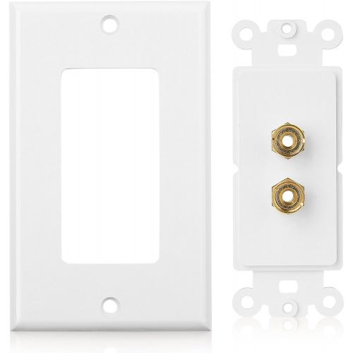  [아마존베스트]Cable Matters 2-Pack Speaker Wire Wall Plate (Speaker Wall Plate, Banana Plug Wall Plate) for 1 Speaker in White