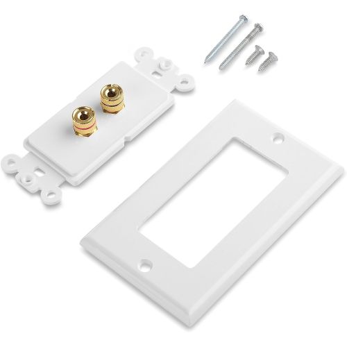  [아마존베스트]Cable Matters 2-Pack Speaker Wire Wall Plate (Speaker Wall Plate, Banana Plug Wall Plate) for 1 Speaker in White