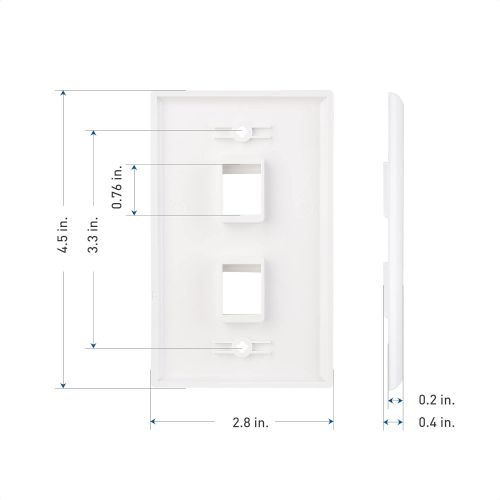  Cable Matters 10-Pack Low Profile 2-Port Keystone Jack Wall Plate in White