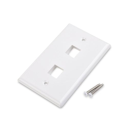  Cable Matters 10-Pack Low Profile 2-Port Keystone Jack Wall Plate in White