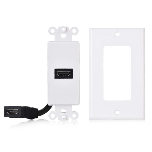  Cable Matters 2-Pack 1-Port HDMI Wall Plate in White (4K UHD, ARC, and Ethernet Pass-Thru Support)