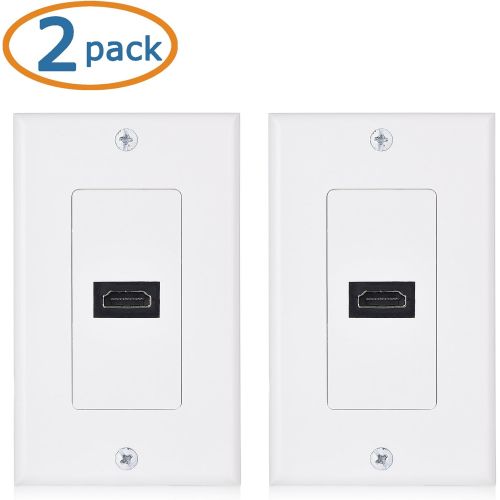  Cable Matters 2-Pack 1-Port HDMI Wall Plate in White (4K UHD, ARC, and Ethernet Pass-Thru Support)