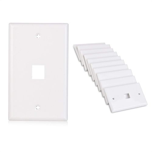  Cable Matters 10-Pack Low Profile 1 Port Keystone Jack Wall Plate in White