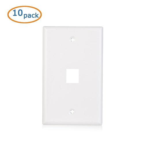  Cable Matters 10-Pack Low Profile 1 Port Keystone Jack Wall Plate in White