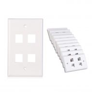Cable Matters 10-Pack Low Profile 4-Port Cat5e, Cat6 Keystone Jack Wall Plate in White