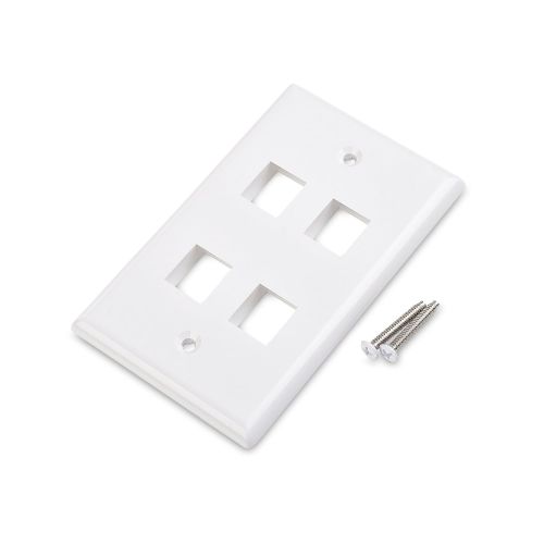  Cable Matters 10-Pack Low Profile 4-Port Cat5e, Cat6 Keystone Jack Wall Plate in White