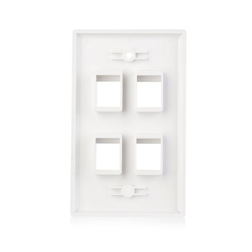  Cable Matters 10-Pack Low Profile 4-Port Cat5e, Cat6 Keystone Jack Wall Plate in White