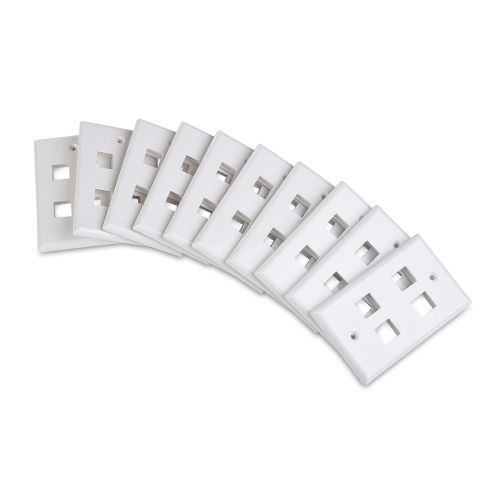  Cable Matters 10-Pack Low Profile 4-Port Cat5e, Cat6 Keystone Jack Wall Plate in White