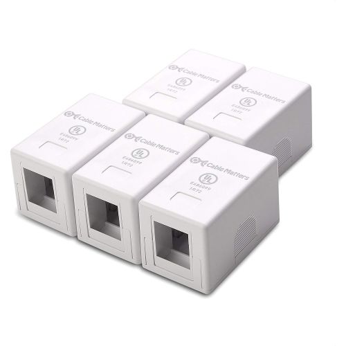  Cable Matters UL Listed 5-Pack 1-Port Keystone Jack Surface Mount Box in White