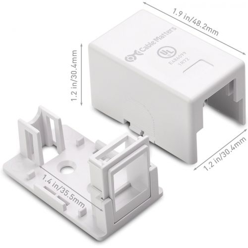  Cable Matters UL Listed 5-Pack 1-Port Keystone Jack Surface Mount Box in White