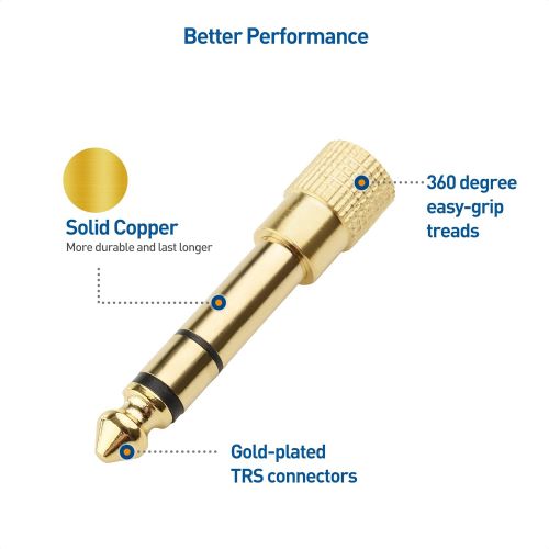  Cable Matters 5-Pack 1/4 to 1/8 Headphone Adapter (3.5mm to 1/4 Adapter, 6.35mm to 3.5mm Adapter)