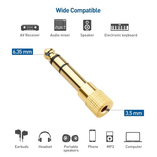  Cable Matters 5-Pack 1/4 to 1/8 Headphone Adapter (3.5mm to 1/4 Adapter, 6.35mm to 3.5mm Adapter)