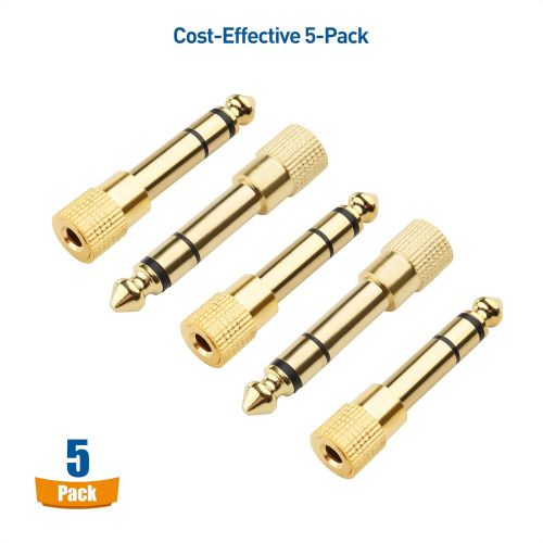  Cable Matters 5-Pack 1/4 to 1/8 Headphone Adapter (3.5mm to 1/4 Adapter, 6.35mm to 3.5mm Adapter)