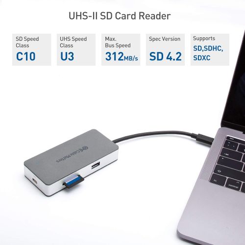  Cable Matters USB C Multiport Adapter (USB C Dock with USB C to HDMI 4K), UHS-II Card Reader, USB 3.0, Gigabit Ethernet & 100W PD - USB-C & Thunderbolt 3 Port Compatible for MacBoo