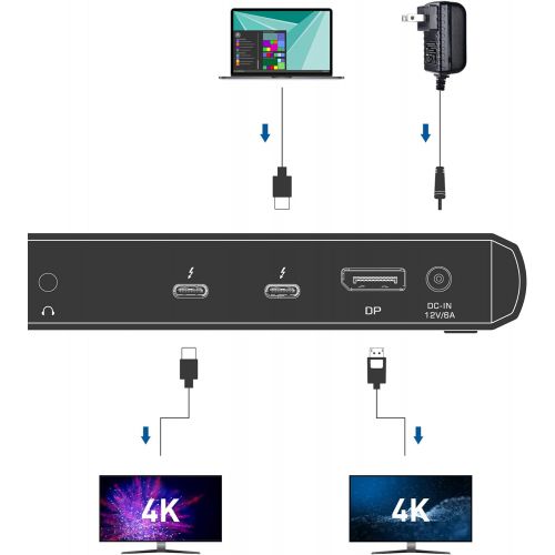  [Certified] Cable Matters Thunderbolt 3 Dock (Thunderbolt 3 Docking Station) with DisplayPort for Windows & Mac with Dual 4K Video and Brushed Aluminum Housing (Notebook Charging N