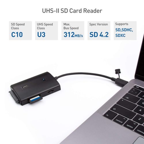  Cable Matters Gen 2 10Gbps USB-C Multiport Adapter (USB C Dock) with USB-A & USB-C, MicroSD & UHS-II SD Card Reader, and 2.5/3.5 SATA Hard Drive/Optical Drive Reader - Thunderbolt