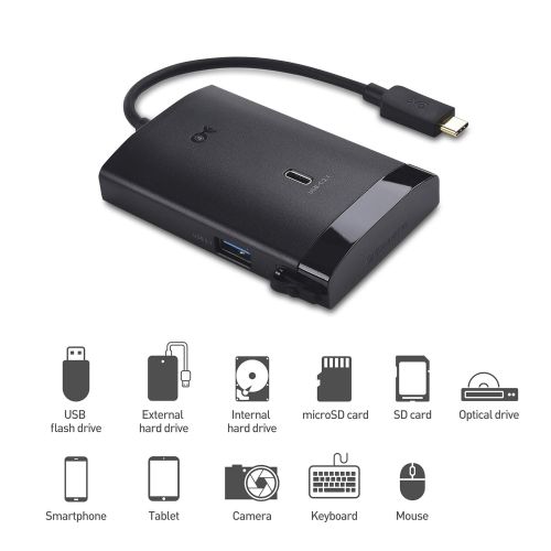  Cable Matters Gen 2 10Gbps USB-C Multiport Adapter (USB C Dock) with USB-A & USB-C, MicroSD & UHS-II SD Card Reader, and 2.5/3.5 SATA Hard Drive/Optical Drive Reader - Thunderbolt