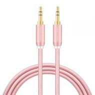 CableCreation 6ft 3.5mm Braided Audio Cable, 3.5mm Male to Male Stereo Aux Cable Premium Metal, Compatible with Smartphones, Tablets, MP3 Player, Rose Gold
