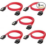 CableCreation SATA III Cable, [5-Pack] 18-inch SATA III 6.0 Gbps 7pin Female to Female Data Cable with Locking Latch, Red