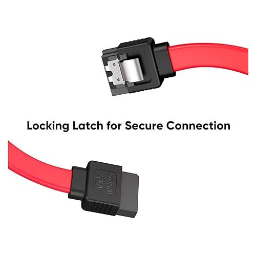  CableCreation SATA III Cable, [5-Pack] 18-inch SATA III 6.0 Gbps 7pin Female to Female Data Cable with Locking Latch, Red