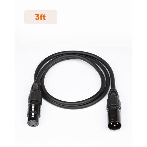  XLR Cable, CableCreation 3FT XLR Male to XLR Female Balanced 3 PIN XLR Microphone Cable Compatible with Shure SM Microphone, Behringer, Speaker Systems, Radio Station and More, Bla